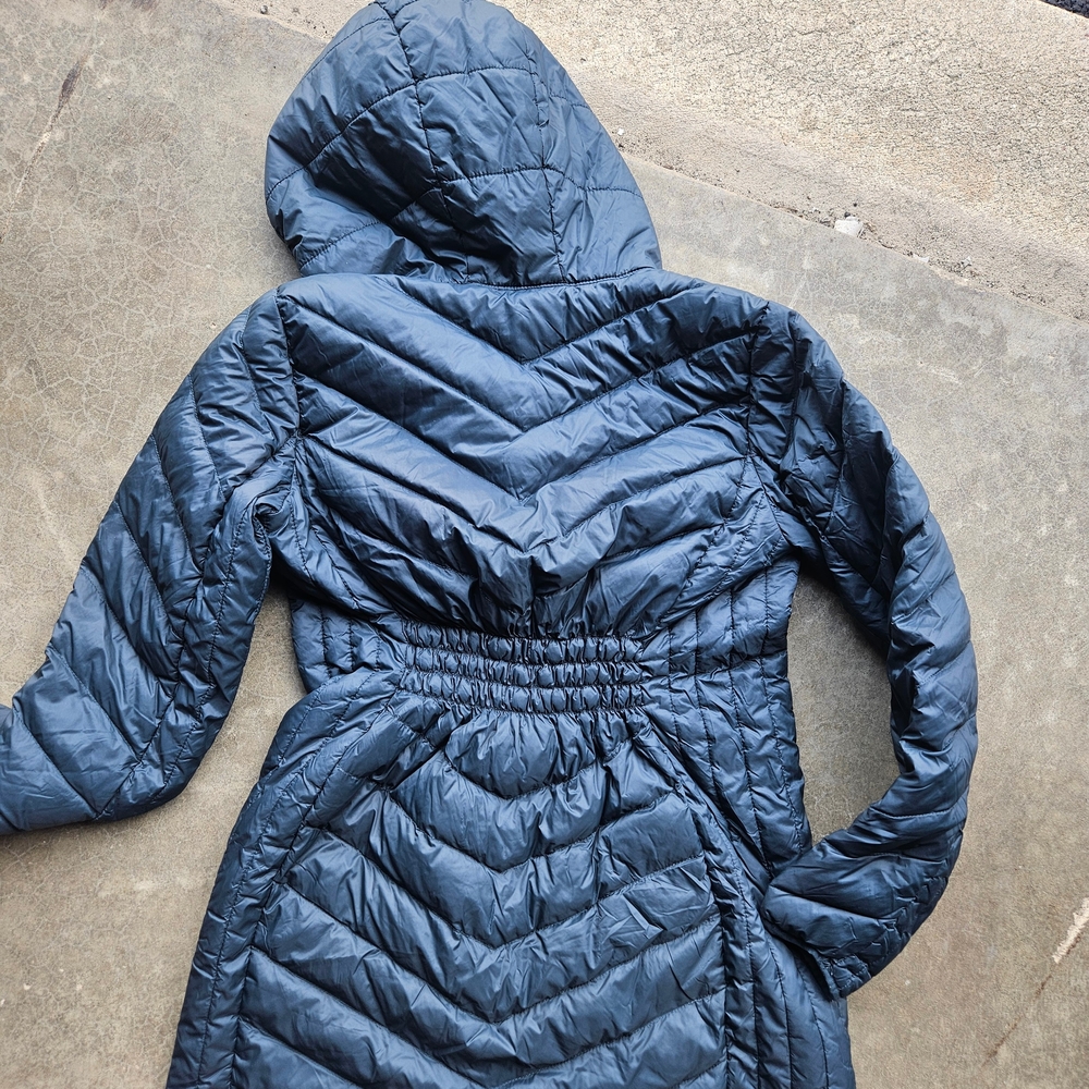 London Fog Packable Down Jacket Women’s Medium Blue Lightweight Hooded Puffer - Picture 4 of 4